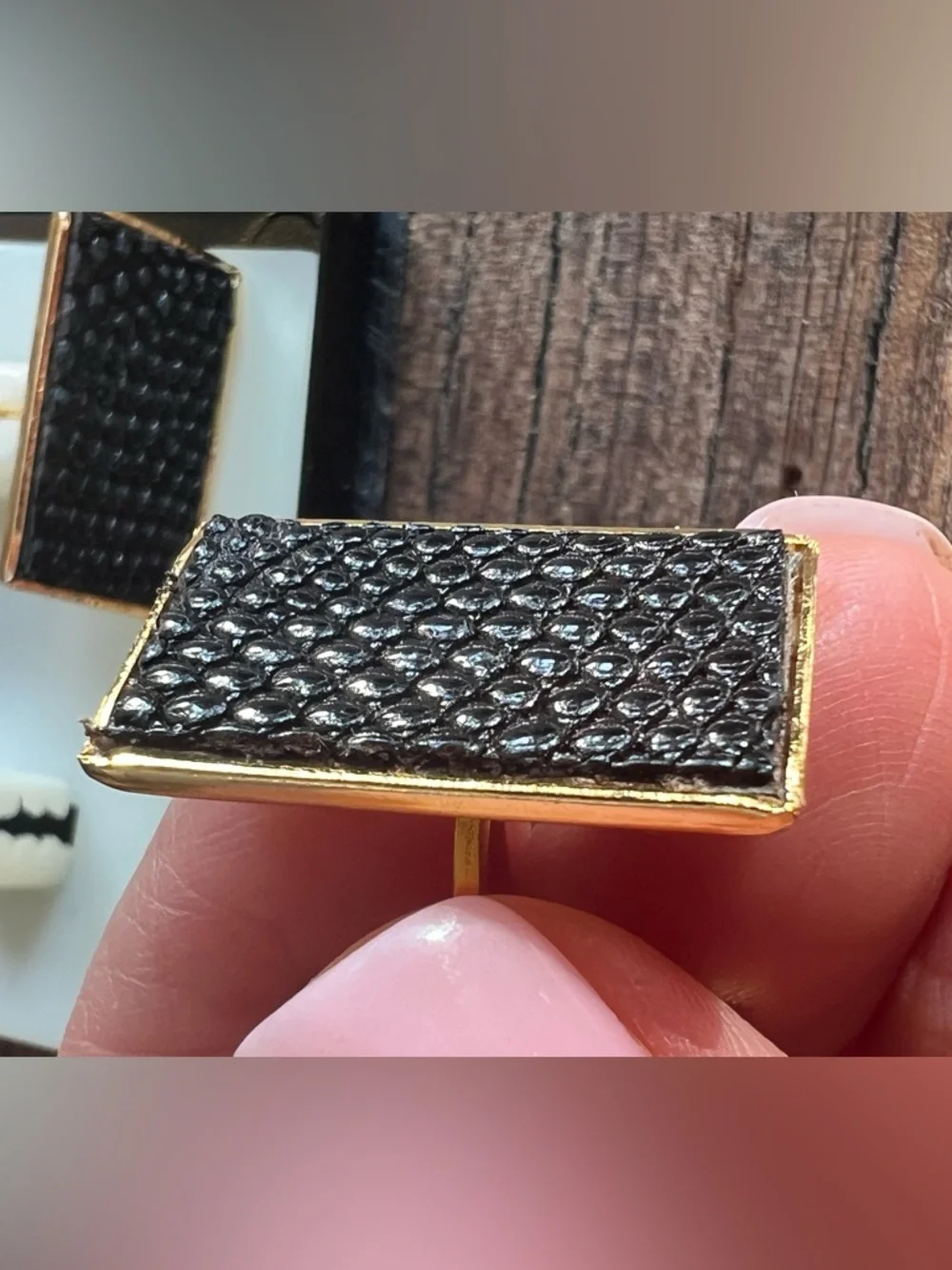Gold and Black Rectangular Cufflinks - Classic Men's Accessory